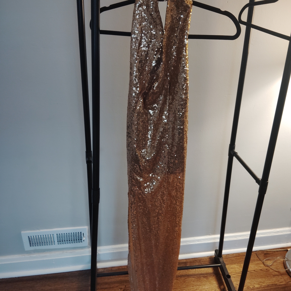 Gold Sequin Halter Gown